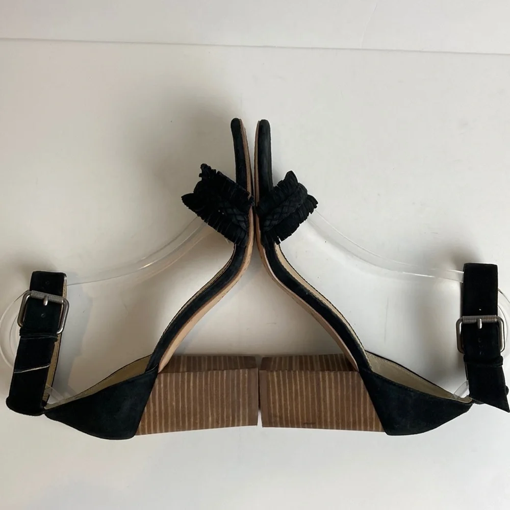 SPLENDID Black Suede Jakey Ankle Strap Block Heel Sandals 10 sexy party cocktail